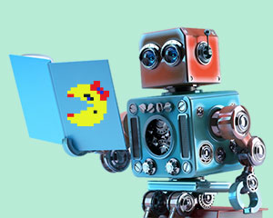 Robot holding a book